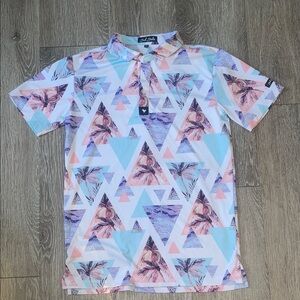 Bad Birdie boys Geometric Tropical Polo - Pink, Blue, Purple golf shorts sleeve